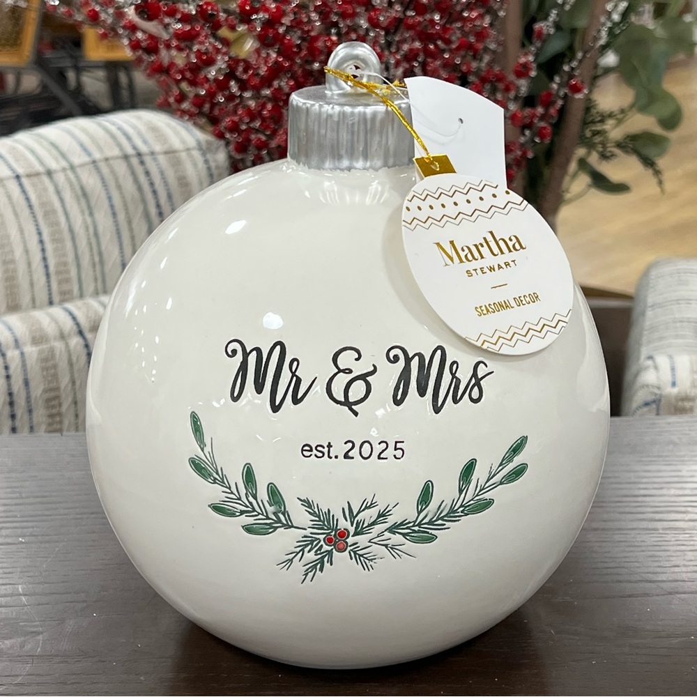 Martha Stewart 2025 Mr & Mrs X-Mas 10” Ornament Keepsake Decor NWT